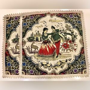 2 Decorative Pillowcases with Romeo & Juliet Design and Golden Threaded Stitches